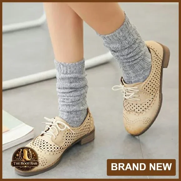 Women's Winter Thick Knit Wool Crew Knee High Socks Cozy Slouch Boots - Picture 4 of 8